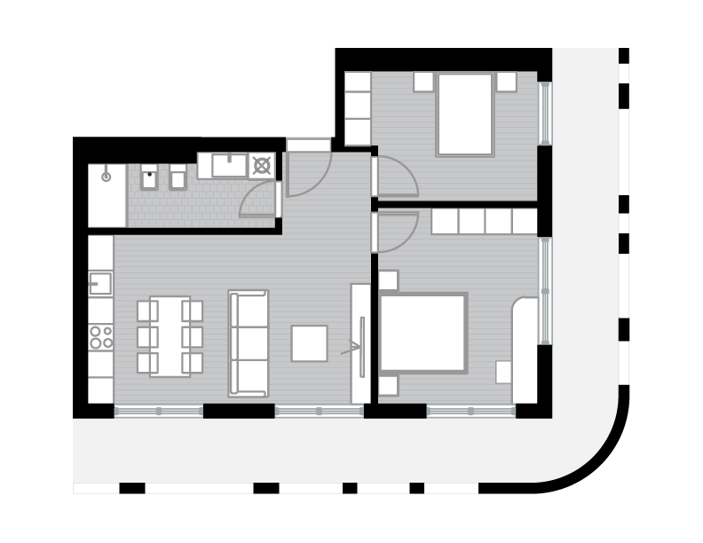 One-Bedroom Apartment with Terrace – Type 2